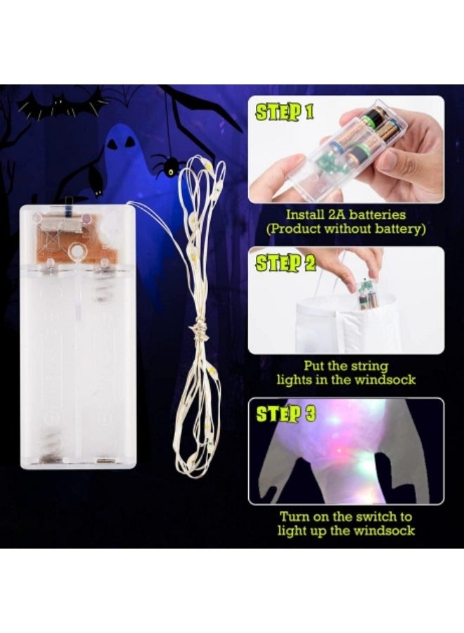 2 Pieces Hanging Glowing Ghost Windsocks Flag, 47 Inch  Ghost Wind Socks Wind Flags with LED Light - Image 3