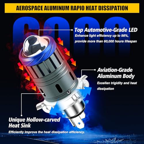 Suacopzar Universal H4/9003 LED Motorcycle Light Bulb Hi/Lo Beam, 300% Brighter, 6000K Cool White Motorcycle Bulbs, Plug and Play, H4 Led Headlight Compatible with Most Motorcycles - Image 5