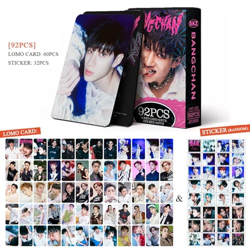 KPOPBP Stray Kids Photocards 60 PCS SKZ Rock Star Album Photo Cards with 32 PCS Stickers Kpop Gift Lomo Cards Merch for SKZ Boys and Girls (Bang Chan) - Image 4