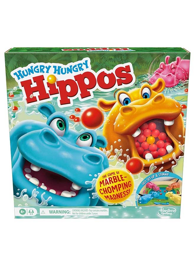 HASBRO - GAMING Hungry Hungry Hippos Marble Relaunch Board Game - Image 1