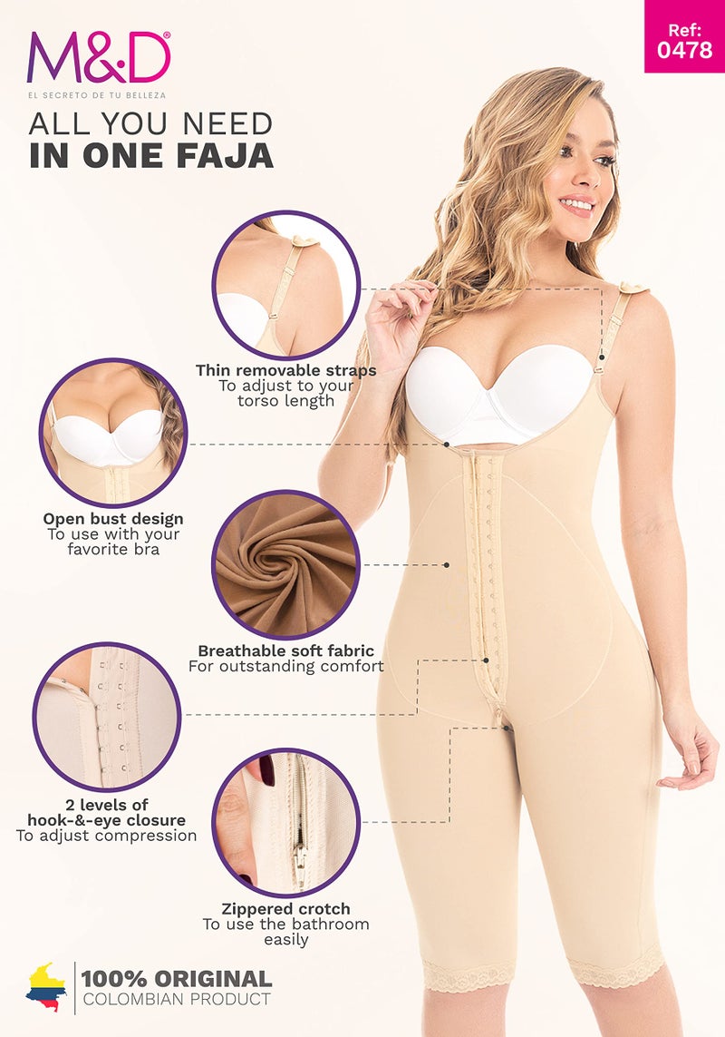 MD M&D Fajas Colombianas Reductoras y Moldeadoras Post Surgery Compression Stage 2 Faja Beige XL - Image 4