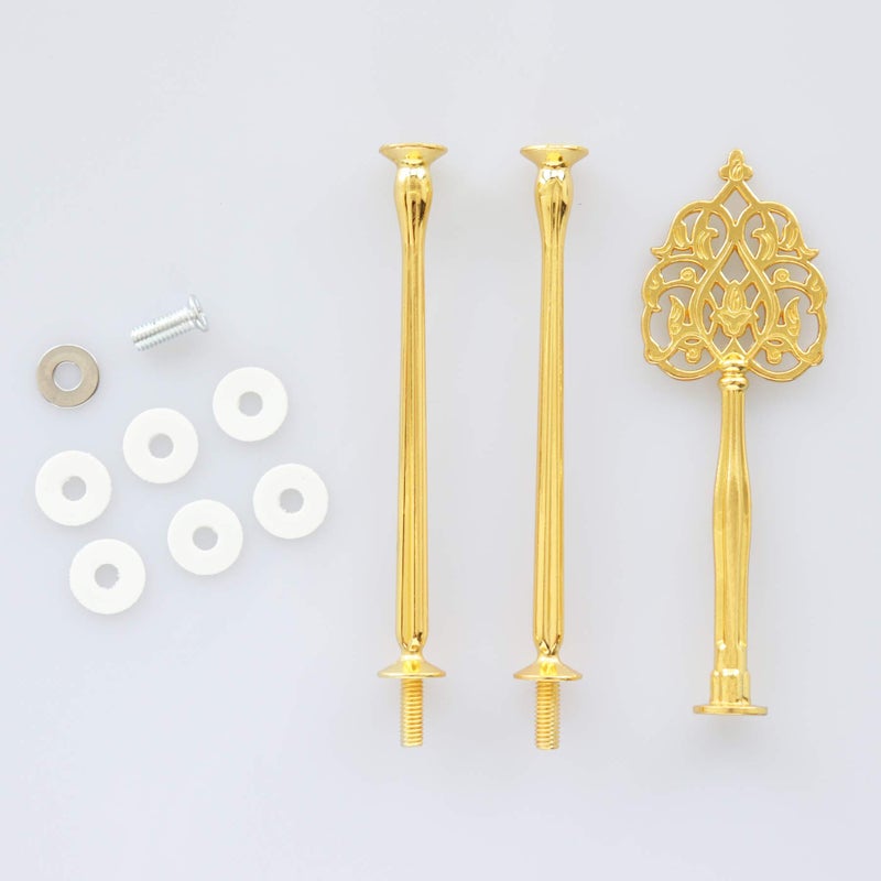 Happy Will 3 Tier 14" Heavy Metal Cake Stand Holder Fruit Plate Stand Fitting Hardware Rod with Stylus (Golden_New Crown) - Image 2