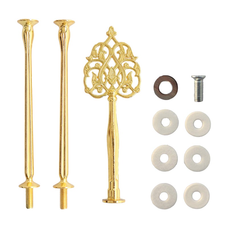 Happy Will 3 Tier 14" Heavy Metal Cake Stand Holder Fruit Plate Stand Fitting Hardware Rod with Stylus (Golden_New Crown) - Image 1