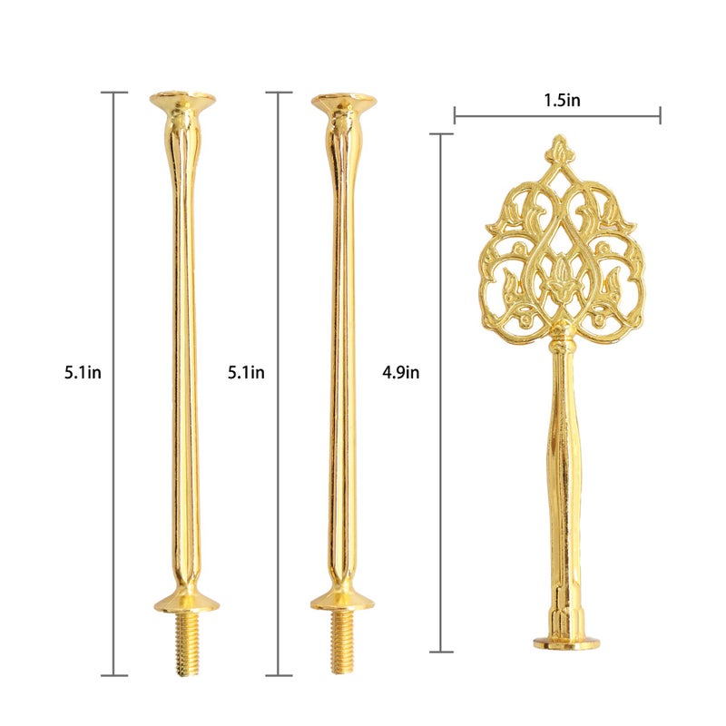 Happy Will 3 Tier 14" Heavy Metal Cake Stand Holder Fruit Plate Stand Fitting Hardware Rod with Stylus (Golden_New Crown) - Image 3