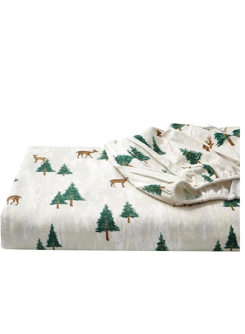 Eddie Bauer - Flannel Sheets Queen Size, Anti-Pilling & Wrinkle Resistant Cotton, Touchably Soft for All-Season Comfort - Bed Sheets with Matching Pillowcases & Fitted Sheet (Deer Hollow Green) - Image 5