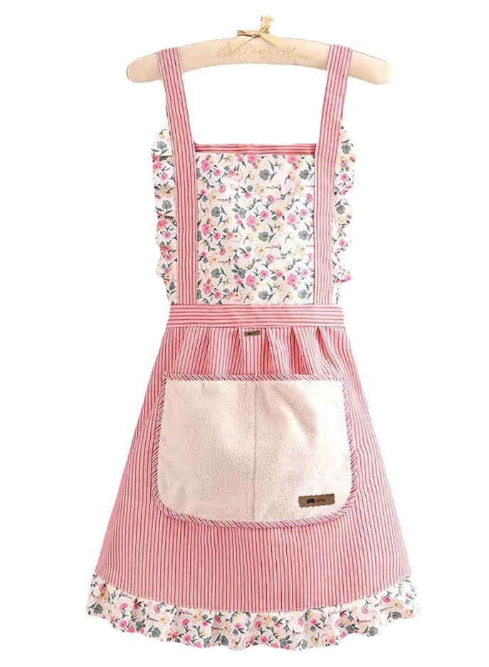 Women Aprons with Pockets, Baking Soft Chef Aprons for Kitchen Cooking Baking,Pink - Image 1