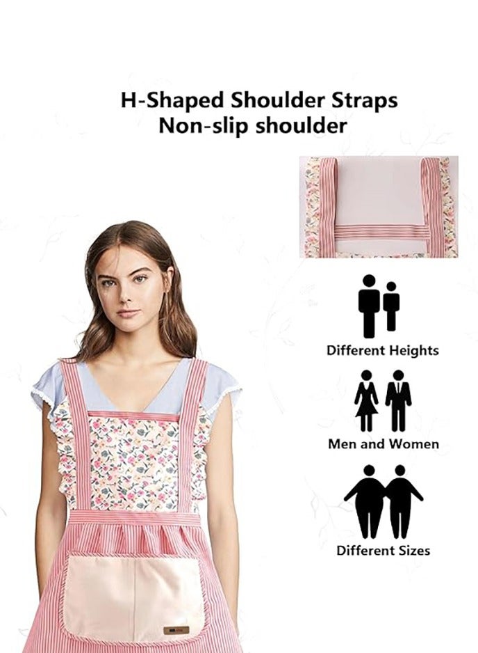 Women Aprons with Pockets, Baking Soft Chef Aprons for Kitchen Cooking Baking,Pink - Image 3