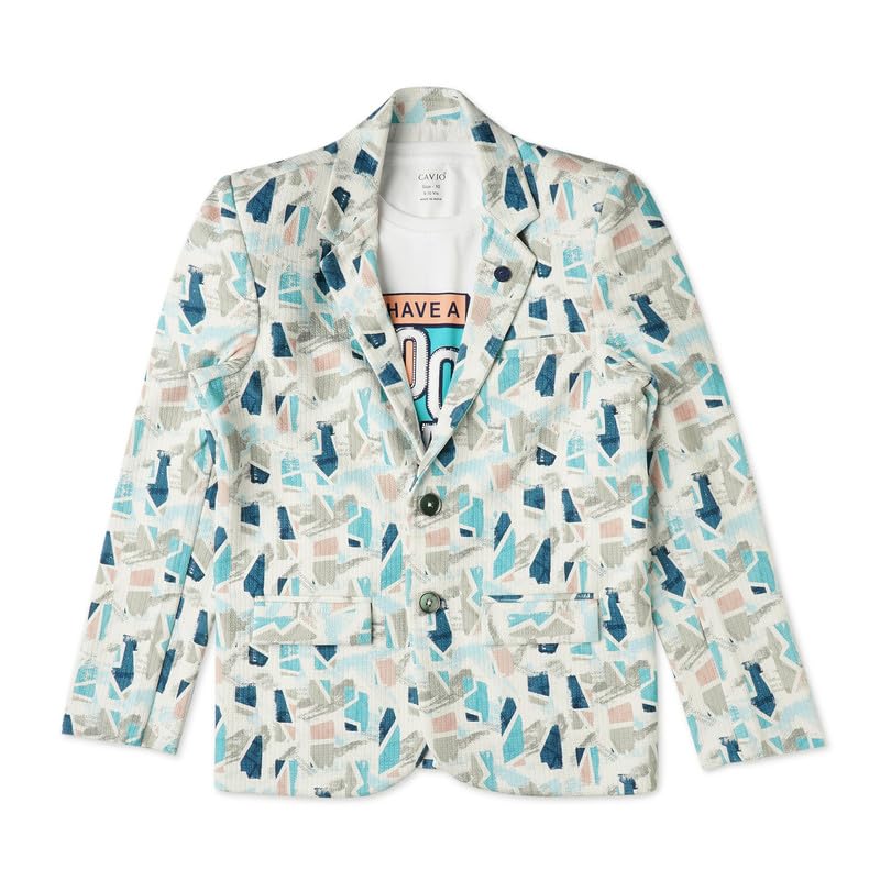 CAVIO Boys Navy Printed Blazer and T-Shirt - Image 4