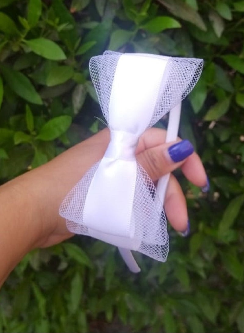 Lovely And Cute White Chiffon Ribbon Hair Headband