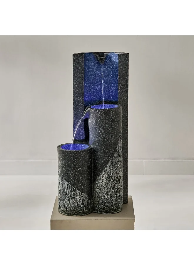 Home Box Adele 3-Pot Stone Finish Fountain With Led 60 X 24 X 31 Cm