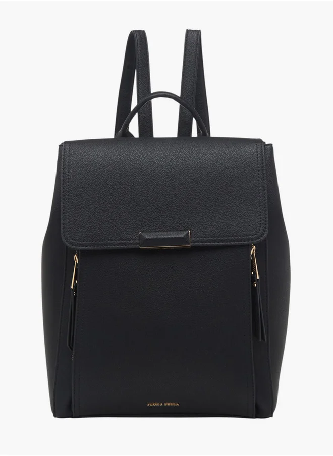 Flora Bella By Shoexpress Women's Textured Backpack with Magnetic Closure and Adjustable Straps