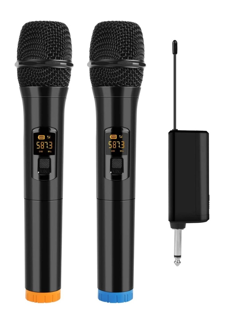 Wireless Microphone, UHF Dual Portable Handheld Dynamic Karaoke Mic with Rechargeable Receiver Cordless Karaoke System for PA System, Speaker, Amplifier family Party Singing Meeting - Image 1