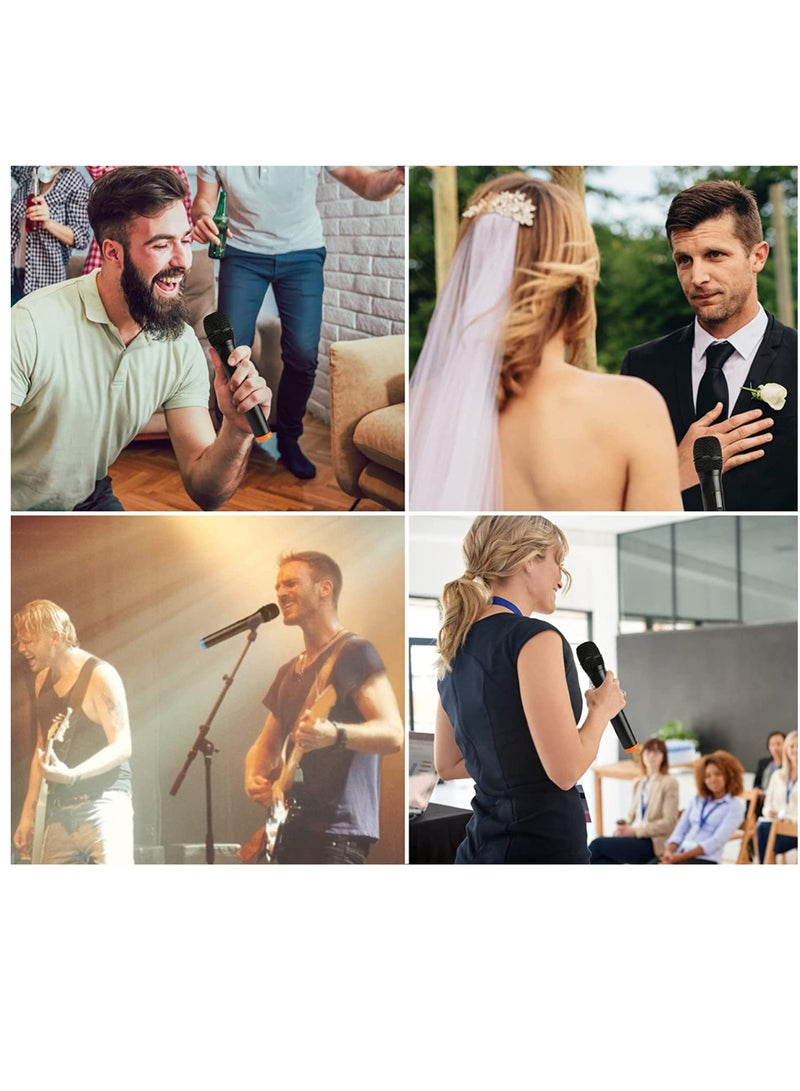 Wireless Microphone, UHF Dual Portable Handheld Dynamic Karaoke Mic with Rechargeable Receiver Cordless Karaoke System for PA System, Speaker, Amplifier family Party Singing Meeting - Image 4