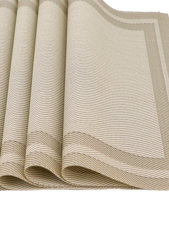 Misuhom Placemats with Table Runner Set Place Mats, Woven Crossweave Vinyl Kitchen Tablemat, Washable PVC Vinyl Table Mats for Dining Table, Parties, Farmhouse, Thanksgiving, Christmas & Gathering (Gold) - Image 5