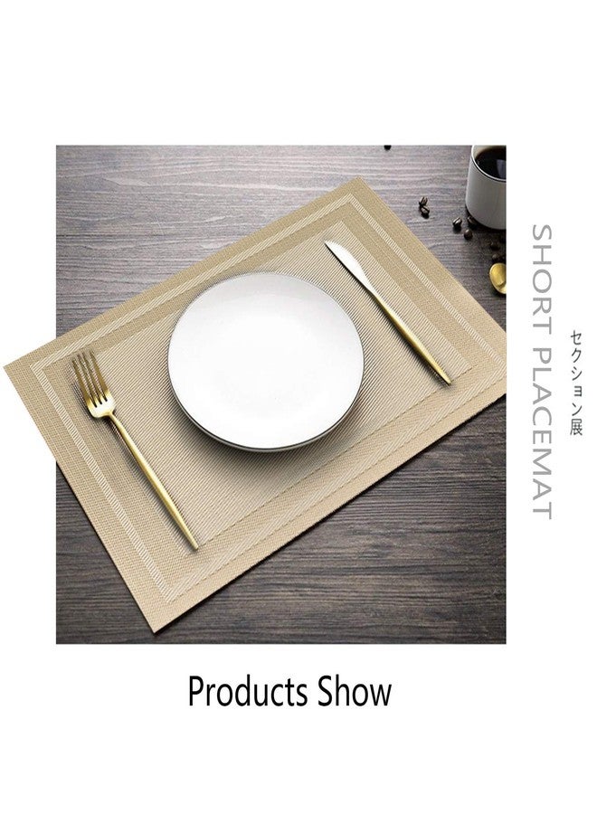 Misuhom Placemats with Table Runner Set Place Mats, Woven Crossweave Vinyl Kitchen Tablemat, Washable PVC Vinyl Table Mats for Dining Table, Parties, Farmhouse, Thanksgiving, Christmas & Gathering (Gold) - Image 4