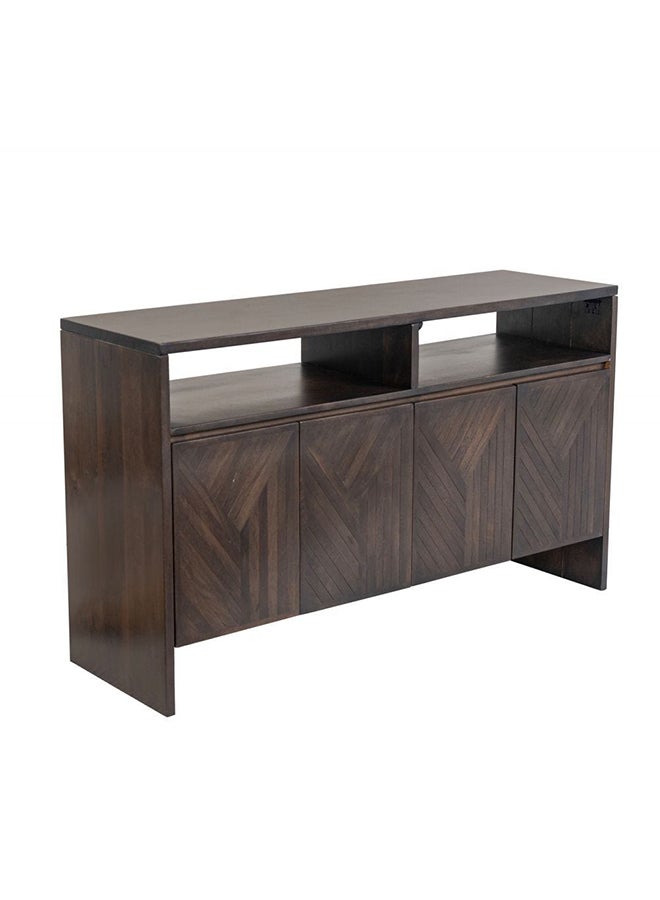 DANUBE HOME Ingram 4 Door Solidwood Sideboard Strong And Sturdy Home Kitchen Organiser Rack Modern Design Furniture For Dining Room Living Room Kitchen L149.86xW44.45xH80.01cm Dark Walnut - Image 1