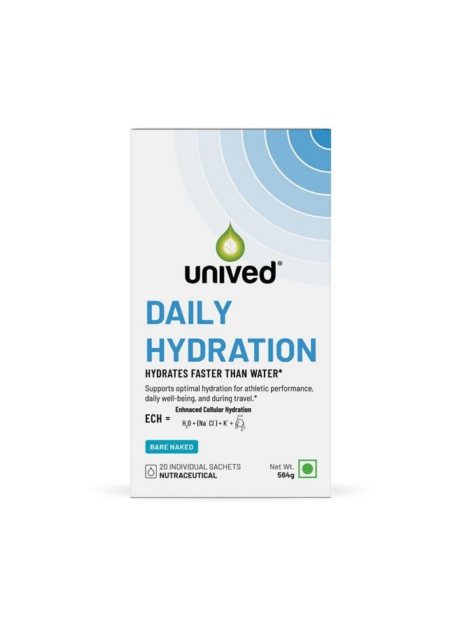 Unived Daily Hydration - Enhanced Cellular Hydration (ECH) with Electrolytes, Supports Athletic Performance, Daily Wellness, and Optimal Fluid Balance - Family-Friendly, (Box of 20, Bare Naked) - Image 1