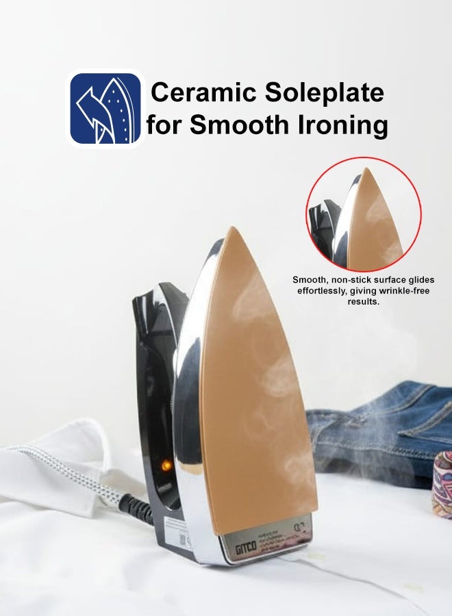 جيتكو مكواة جافة ثقيلة الوزن مع حماية من ارتفاع الحرارة | صفيحة سيراميكية | إيقاف تلقائي | درجة حرارة قابلة للتعديل | حماية من ارتفاع الحرارة - GI1501 أسود - Image 4