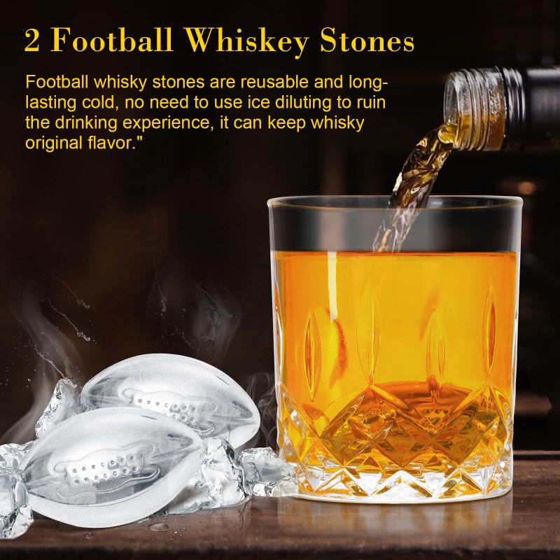 VONATES Football Whiskey Decanter Set for Men, 47oz Liquor Decanter Set with 2 Glasses + 2 Footballs Chillers, Gifts for Dad, Husband, Boyfriend, Coach, for Liquor, Bourbon, Scotch, Vodka - Image 4