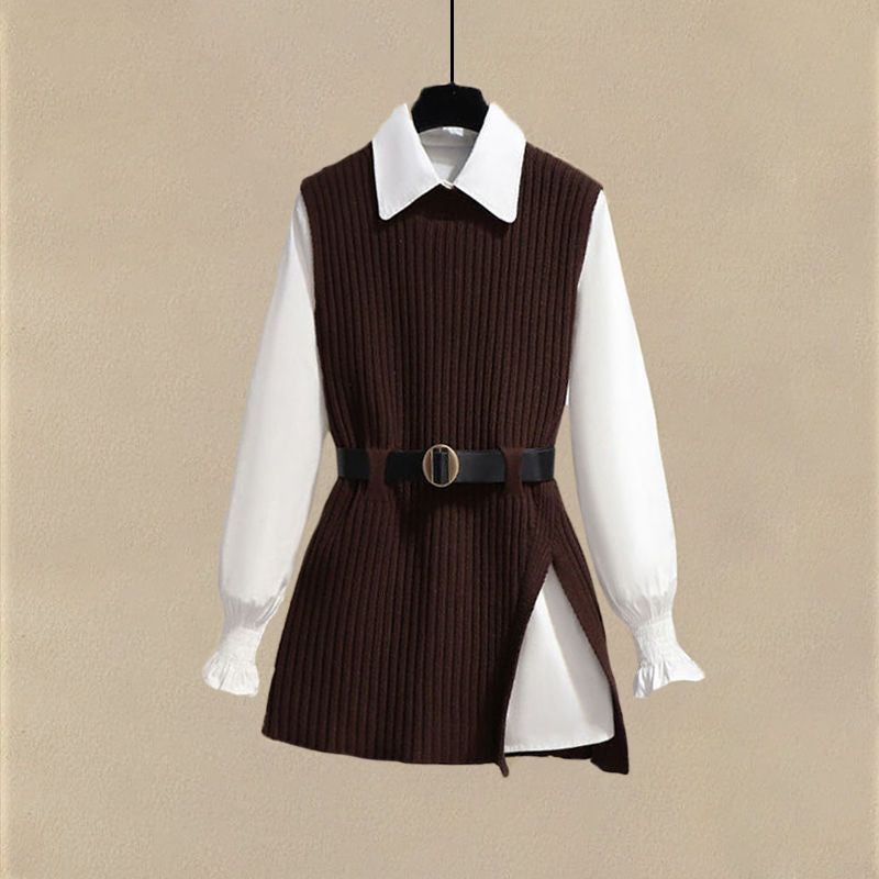 Z Plus Size Women'S Suit Women'S Knitted Vest Shirt Women'S Belly Covering Slim Jeans Three Pieces - Image 1