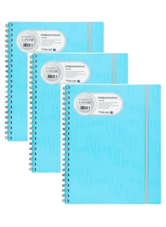 Foldermate 3-Piece A4 Size Spiral Subject Notebook With Elastic Closure Blue Cover  - Image 1