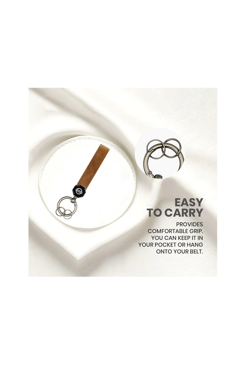 نيسان سلسلة مفاتيح جلدية لسيارات نيسان - حزام ناعم من البولي يوريثان عالي الجودة مع حلقة معدنية وشعار، خطاف دوار 360 درجة، تثبيت ببرغي مزدوج، حامل مفاتيح محمول للسيارة والاستخدام المنزلي - Image 2