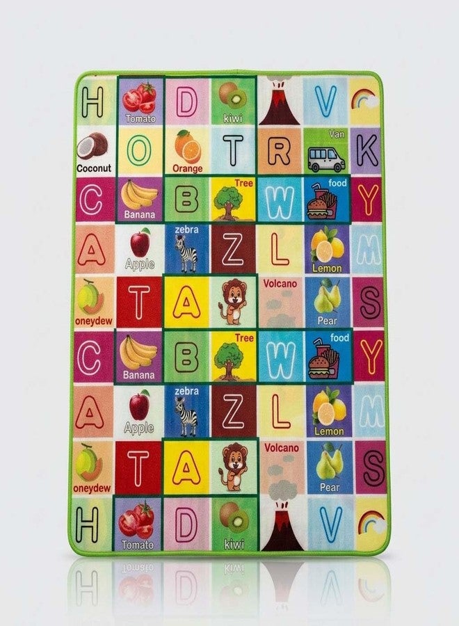 Maskeen Double Sided Kids Play Mat, Alphabet Learning and Fantasy Village Design, Educational Floor Mat with Green Border - Image 5