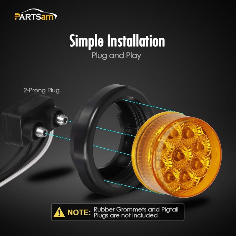Partsam 20Pcs 2" Round Amber LED Marker Lights - Image 4