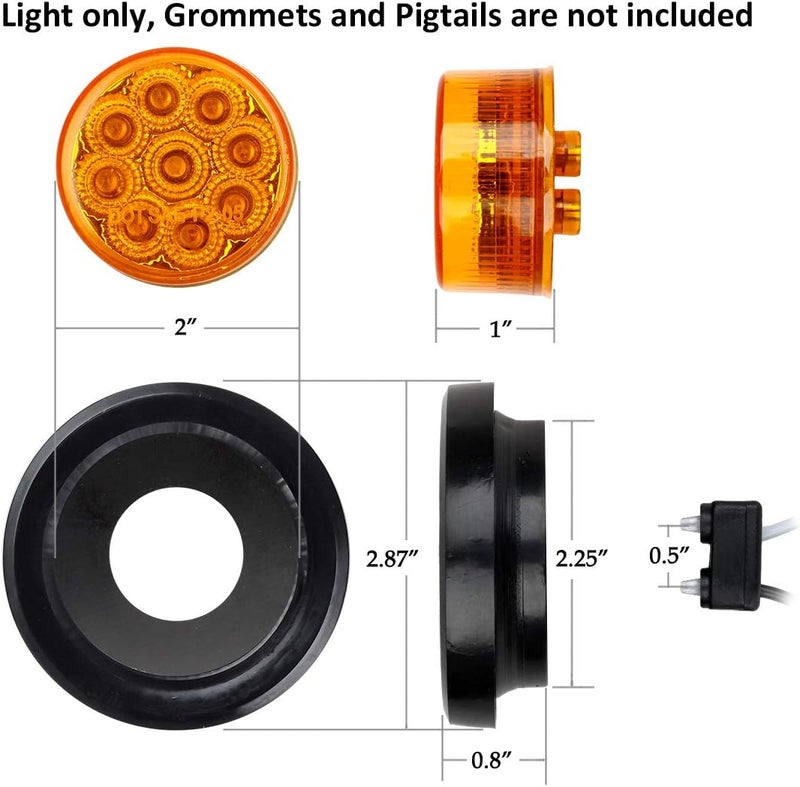 Partsam 20Pcs 2" Round Amber LED Marker Lights - Image 2