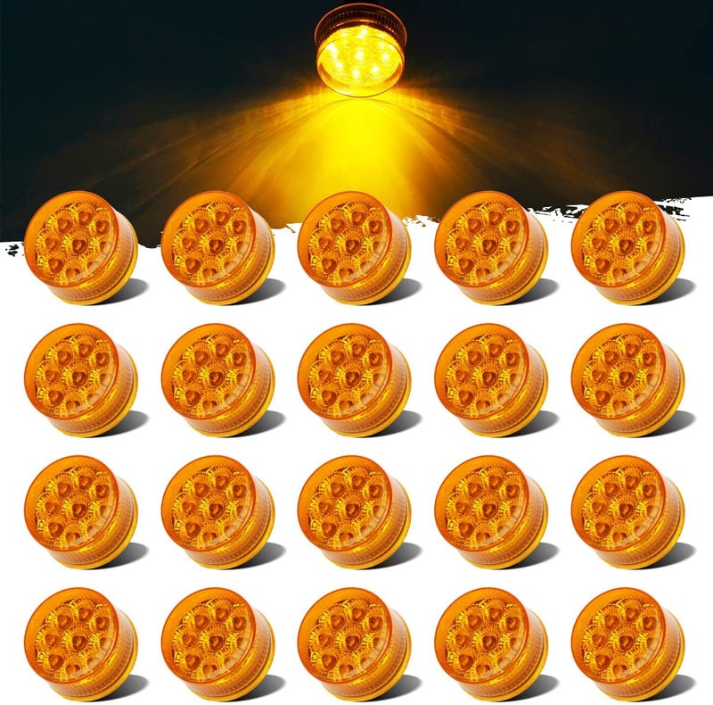 Partsam 20Pcs 2" Round Amber LED Marker Lights - Image 1