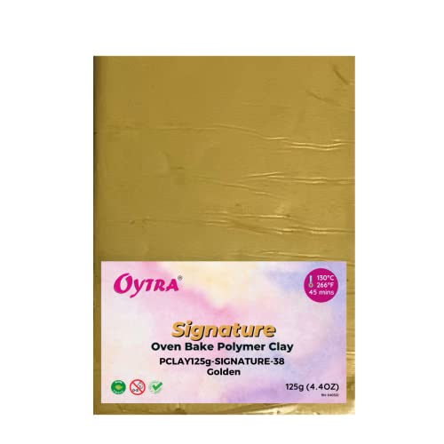 Oytra Polymer Clay 125 Grams Signature for Jewellery Earrings Making Oven Bake (Golden) - Image 1