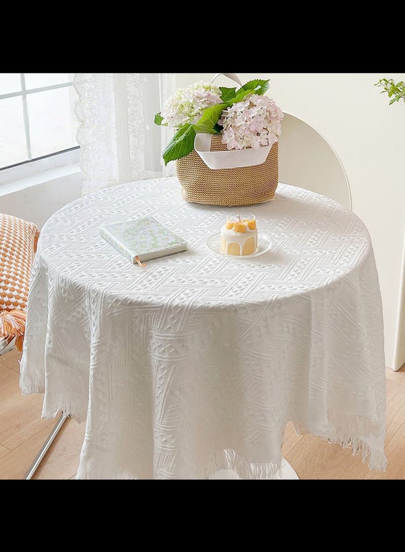 Lace Tablecloth,Small Table Cloth - Crochet Tablecloth for Round Coffee Table,White 130 x 130cm  - Image 3