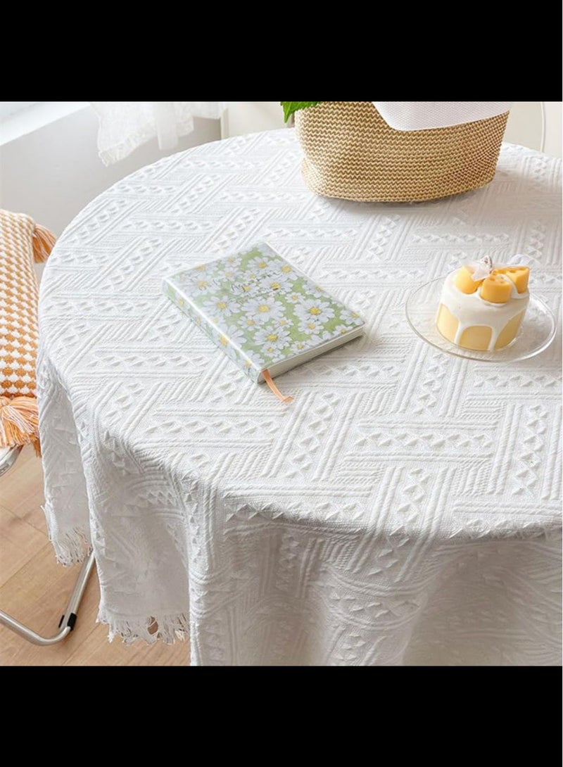 Lace Tablecloth,Small Table Cloth - Crochet Tablecloth for Round Coffee Table,White 130 x 130cm  - Image 4