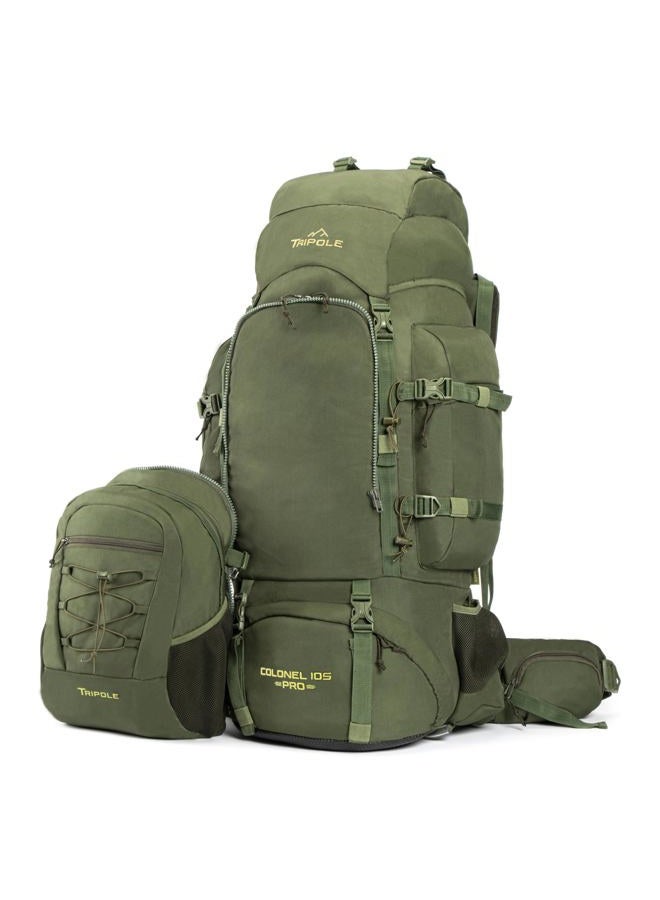 TriPole Colonel Pro Metal Frame Rucksack | Front Opening | Detachable Bag | Rain Cover | 105 Litres Army Green - Image 2