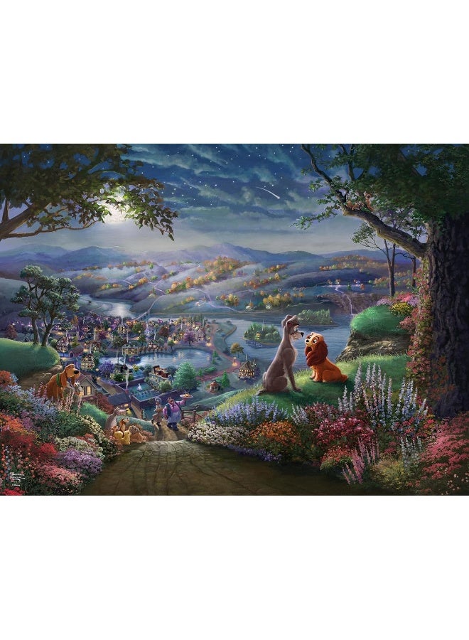 Ceaco - Disney - Thomas Kinkade - Lady and The Tramp Falling in Love - 300 Oversized Piece Jigsaw Puzzle - Image 2