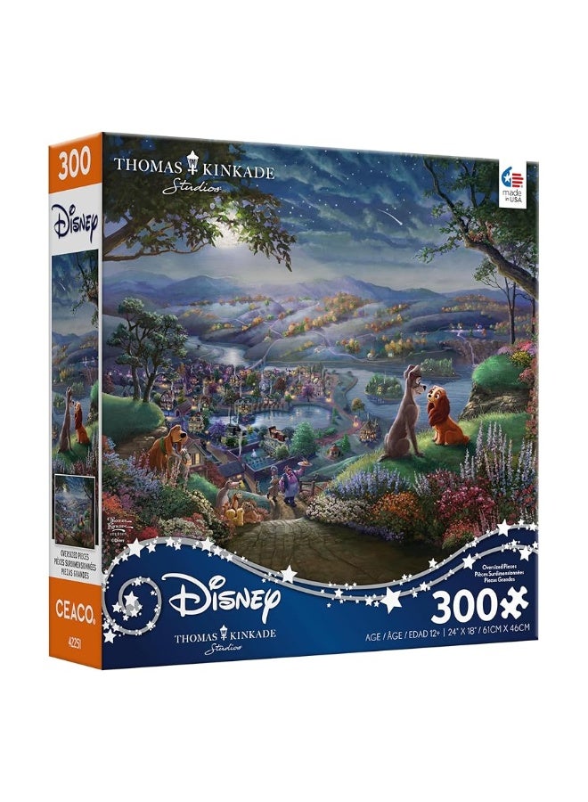 Ceaco - Disney - Thomas Kinkade - Lady and The Tramp Falling in Love - 300 Oversized Piece Jigsaw Puzzle - Image 3