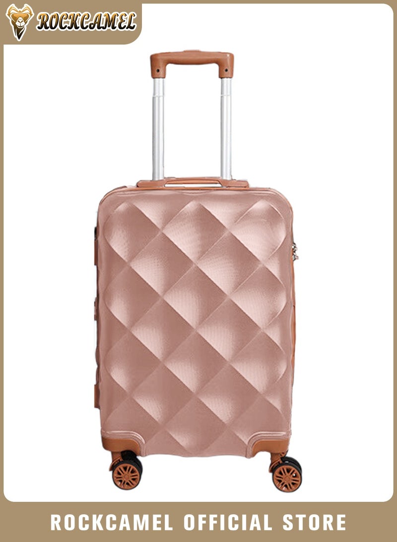 ROCKCAMEL Stylish Travel Luggage With Durable Wheels 20 Inch, ABS Hard Shell Suitcas For Boarding, Unisex Lightweight Travel Bag, Carry-On Luggage (Pink） - Image 1