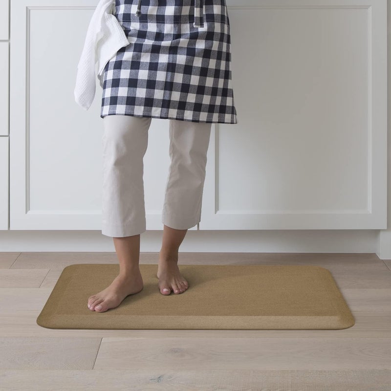GelPro NewLife by Anti-Fatigue Designer Comfort Kitchen Floor Mat, 20x32”, Grasscloth Khaki Stain Resistant Surface with 3/4” Thick Ergo-Foam Core for Health and Wellness - Image 2