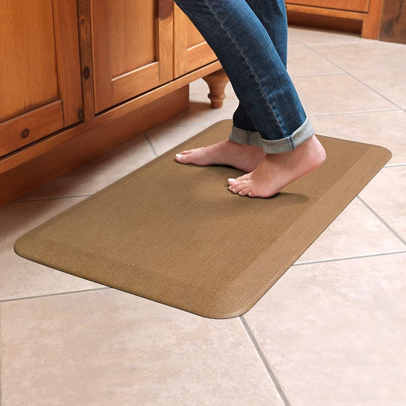 GelPro NewLife by Anti-Fatigue Designer Comfort Kitchen Floor Mat, 20x32”, Grasscloth Khaki Stain Resistant Surface with 3/4” Thick Ergo-Foam Core for Health and Wellness - Image 5