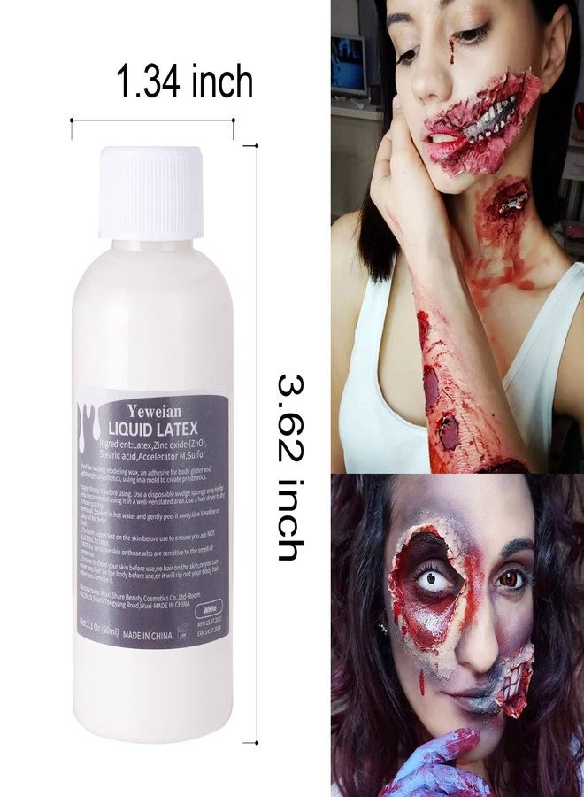 Yeweian Liquid Latex SFX Makeup Kit, 2.1Oz Latex Liquid with Coagulated Fake Blood Gel, Squirt Blood and Stipple Sponge, Halloween Monster Zombie Clown Makeup for Scald Burn Scar Wound,Cut,Skin Decay - Image 4