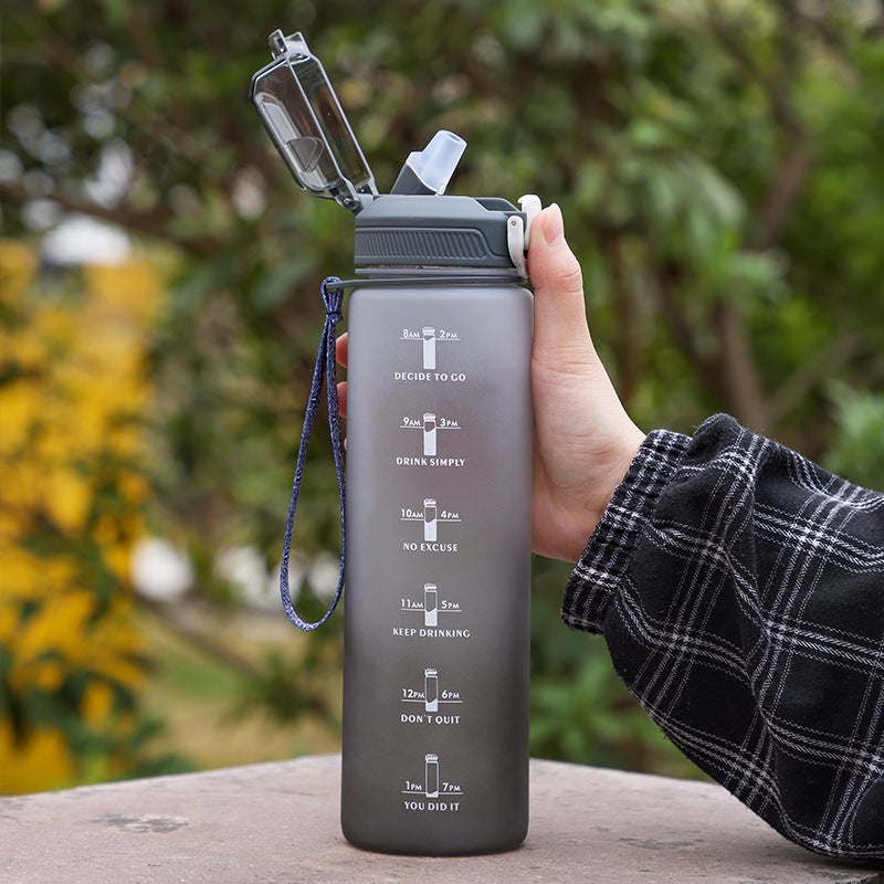 Mens Gradient Cycling Water Bottle with Straw Gradient Gray (suction nozzle)