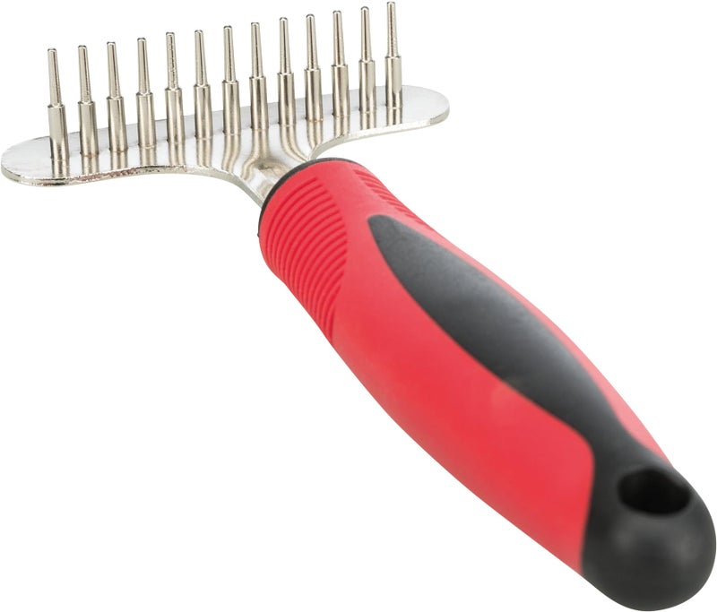 Trixie Groomer Fine Tool Comb for Pets, Comes with a Plastic Handle and Rubber Grip/Metal, Easy to Use, For Different fur types, Base Coat Care - (8 X 16 cm)