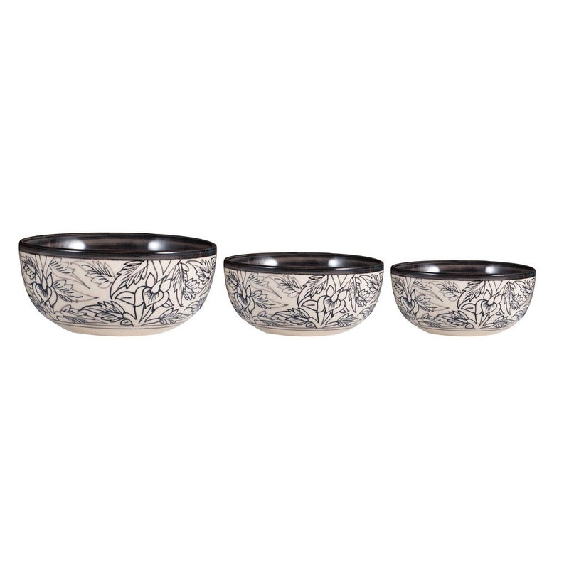 Caffeine Ceramic Handmade Black Perru Serving Bowl (Set of 3) - Image 4