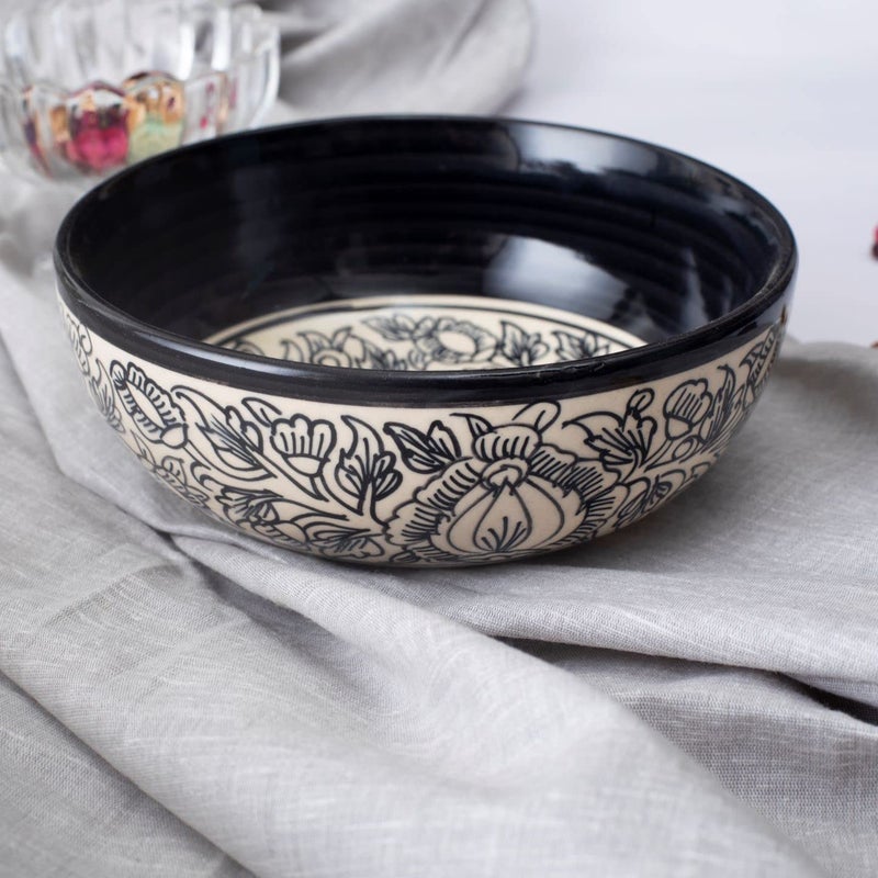 Caffeine Ceramic Handmade Black Perru Serving Bowl (Set of 3) - Image 2