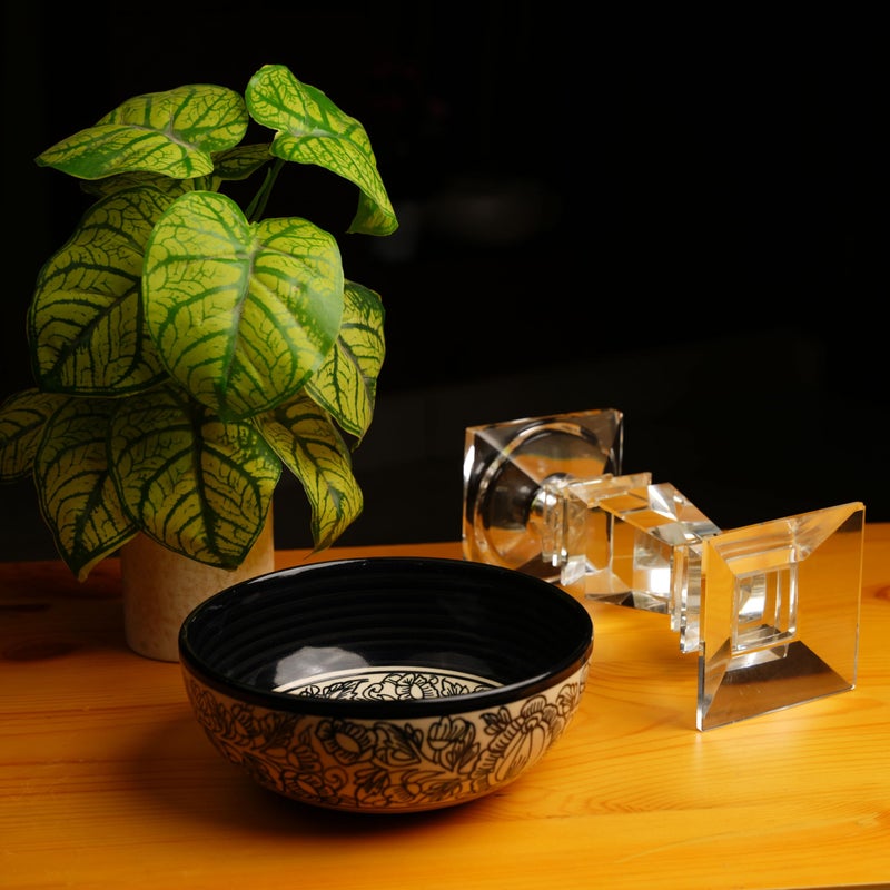 Caffeine Ceramic Handmade Black Perru Serving Bowl (Set of 3) - Image 3