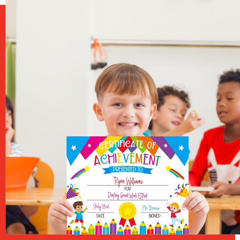 Gethelud 40 PCS Preschool Diploma, Certificate of Achievement in 2 Designs Colorful Certificate of Awards School Classroom Supplies for Kids Students Kindergarten Boys Girls - Image 5