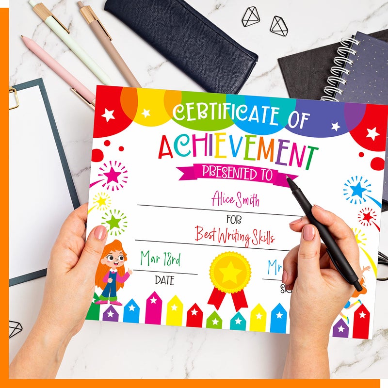 Gethelud 40 PCS Preschool Diploma, Certificate of Achievement in 2 Designs Colorful Certificate of Awards School Classroom Supplies for Kids Students Kindergarten Boys Girls - Image 4