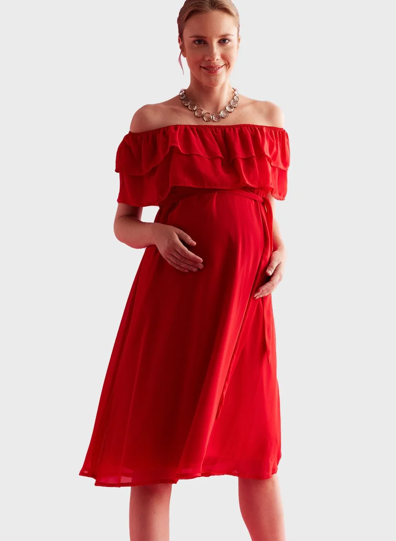 DeFacto Ruffled Shoulder Dress