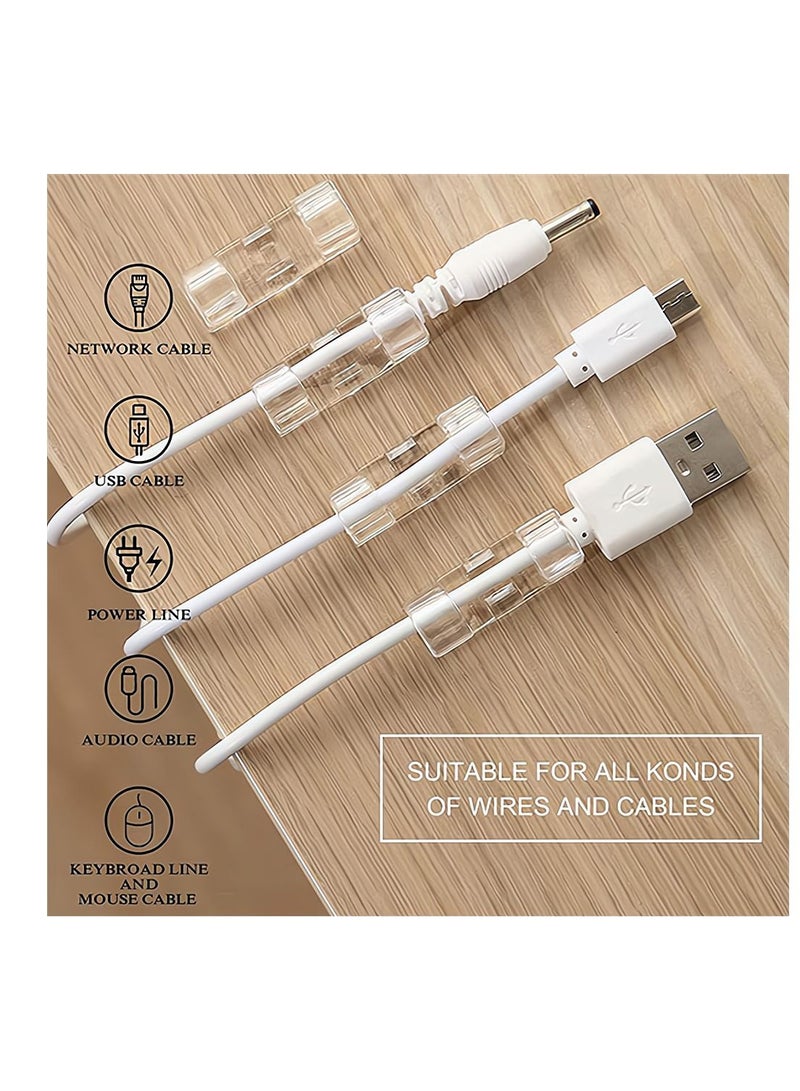 SYOSI Self-Adhesive Cable Clips, Cable Organizer for 6-8 MM cable, Wire Clamp Sticky Clear Cable Clip Management Organizer Drop Wire Holder for TV PC Cable Desktop Home Office, 100 Pieces, Clear - Image 3