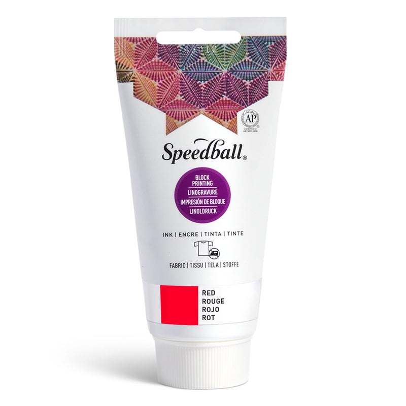 Speedball Fabric Block Printing Ink 25Ounce Red Print on Textiles Paper Made in USA